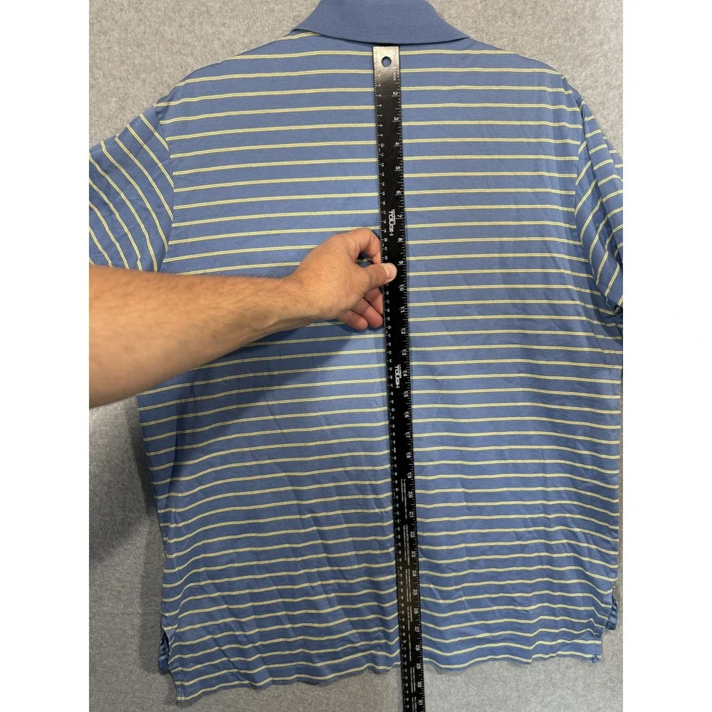 Polo Golf Ralph Lauren Polo Shirt‎ Mens Large Blue Yellow Stripe Classic Casual